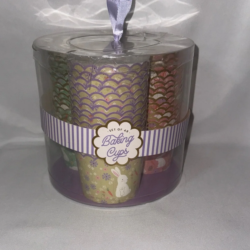 Set of 48 Floral Bunny Baking Cups Set Easter